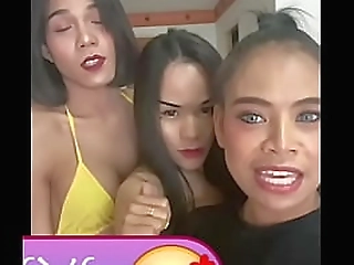 sexy shemale babe enjoys threesome with horny girls