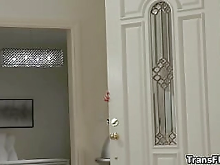 horny shemale plays with a dildo hardcore