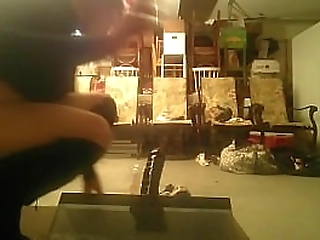 redhead ladyboy in red dress teases with her fat cock in bed