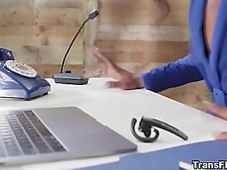 ladyboy dressed as a maid sitting her hot ass on thick rubber dick