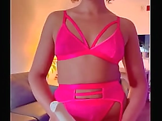 trans playing with her cock