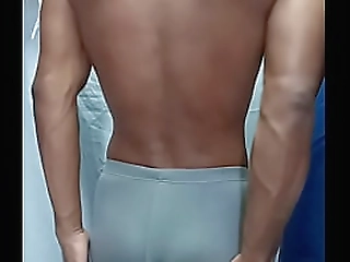 horny ladyboy jerks cock in front of the mirror