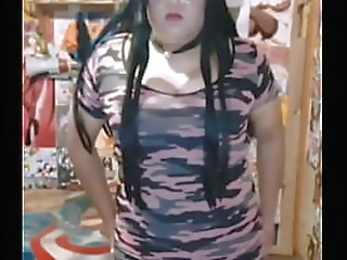 red lingerie beautiful shemale karoly mel jerks off and cums