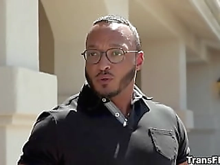 sexy latina shemale gets cum on her face after anal sex