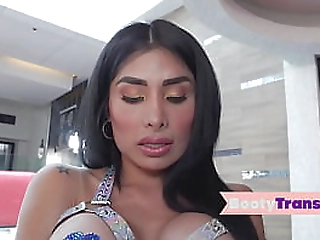 big ass latina tgirl in lingerie blowing her boyfriend