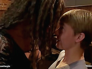 tattooed brunette ts in solo action