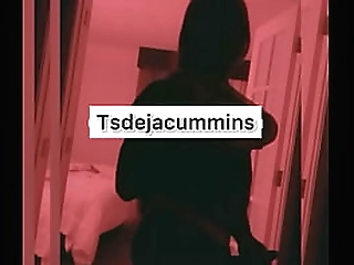 sexy ebony trans girl jerks off and cums hard