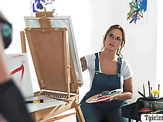 busty shemale licks artist neighbors pussy