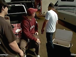 busty latin ts fucks man in bathroom