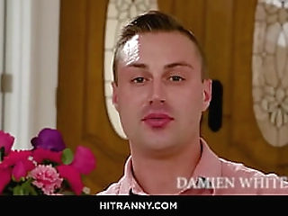 sexy brunette busty shemale gives head and get her boot