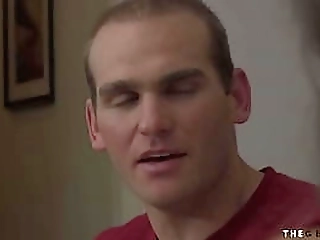 brunette trans beauty having anal fucking duo with stepbro