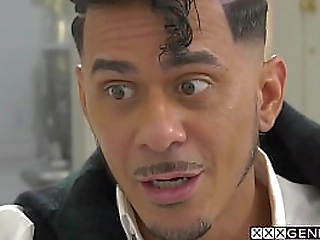 perverted tranny jade venus riding huge white cock after she sucked it