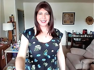 sexy beautiful shemale in lingerie shoves dildos up her ass and enjoys it