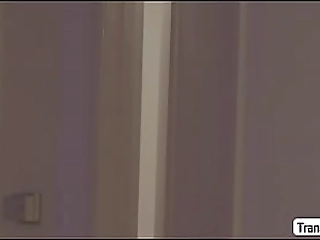 ladyboy enjoys sucking her stepbros dick