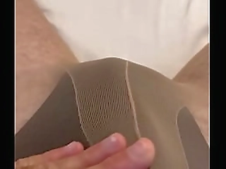 jaybeans69 black and tan pantyhose rub