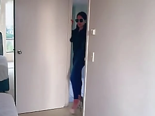 pretty asian ladyboy jeans striptease with gifted big boobs