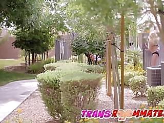 blonde trans jamie french takes bikini roommate bareback