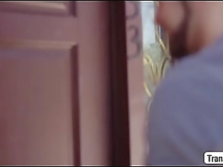 ladyboy tries riding her boyfriends dick