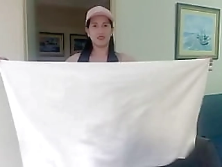 asian trans anairb doing sexy dance towel games