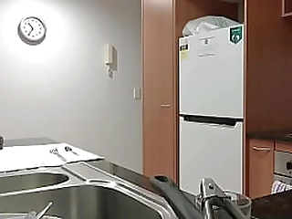 sexy shemale wash dishes naked