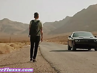 trans lesbian blown and strapon fucked by masc girlfriend in duo