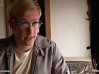 shemale fucks blond guy in camper