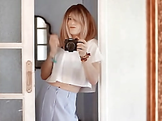 hot brunette tranny poses   gets fucked