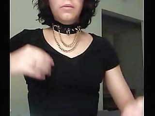 solo crossdresser lola spais riding dildo in the forest