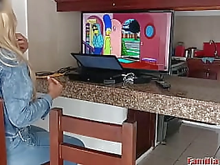 i rag my stepsister watching tv and give her a creampie