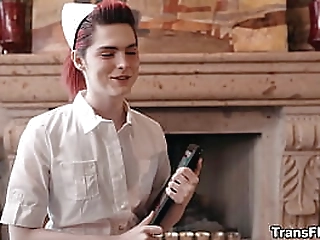 hot shemale leticia strips naked and starts jacking off