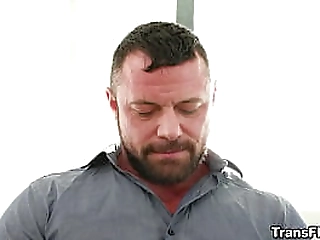 shemale beauty getting a hard cock in her anus like a doggy