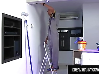 ts nicolly pantoja fucks his ass after watching him paint the walls