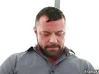 sabrina b toys her ass and strokes her cock until climax