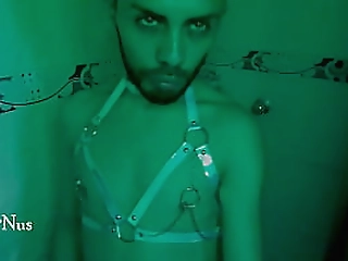 busty blonde shemale sucking on big black dildo on webcam