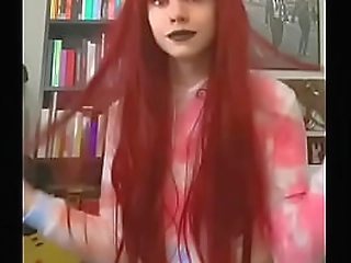 long hair transexual takes a big cock on the couch